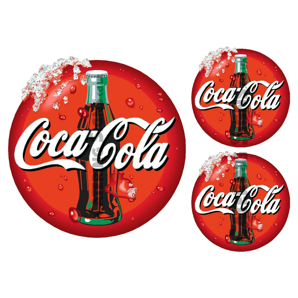 Coca Cola Sticker Set - Coke catering, ice cream van cafe 1 x 180mm, 2 x 100mm