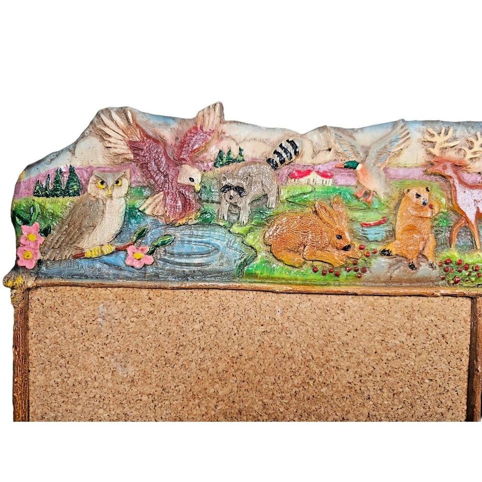 VTG Al Pisano Country Carver Chalkboard Cork Activity Board Rustic Wildlife HTF - Image 2 of 4