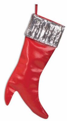 Sequin Stocking Stiletto Red Christmas Decoration Accessory