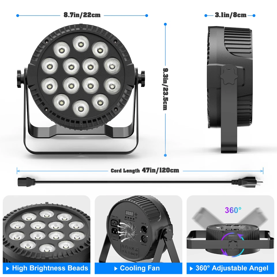 140W RGBW 14LED Stage Light PAR DMX Indoor DJ Club Show Disco Bar Party Lighting - Image 4 of 4