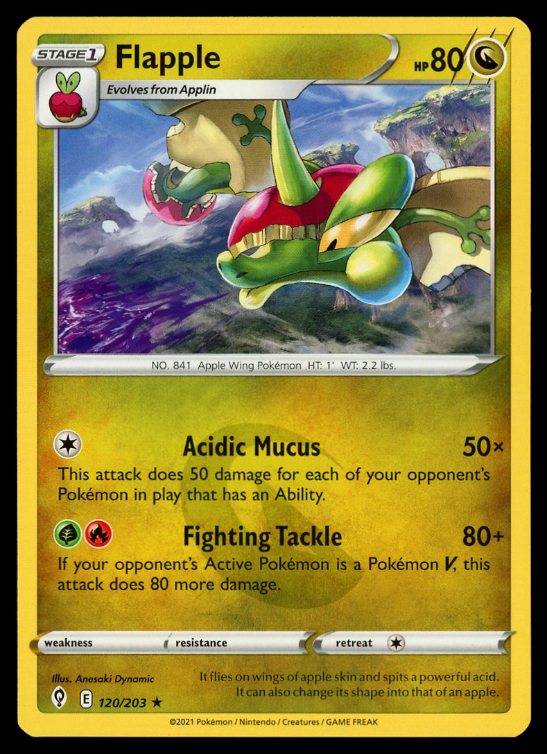 Pokemon Card Evolving Skies Flapple 120/203 Non-Holo Rare - NM