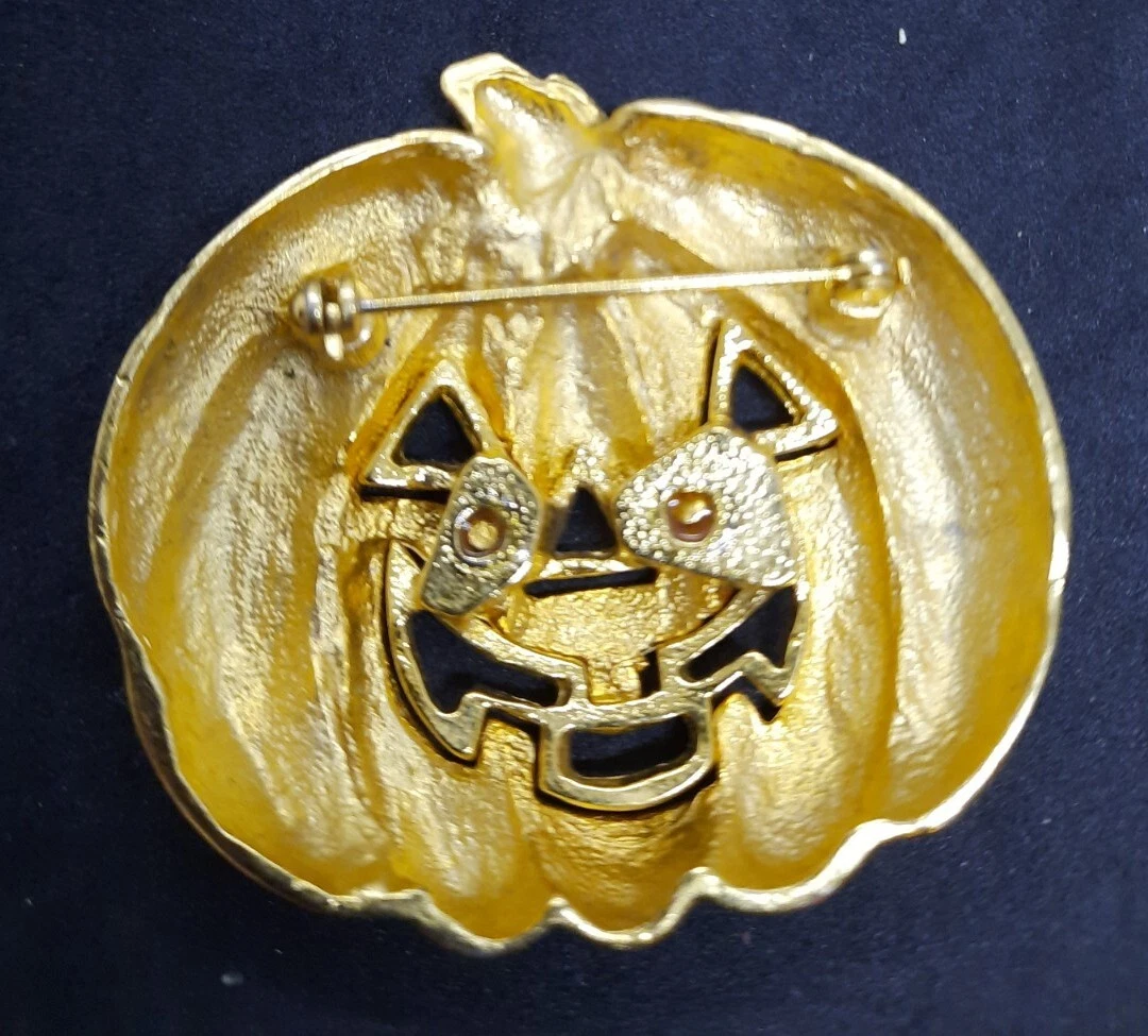 Jewelry  Vintage Happy Halloween Mummy Jack O Lantern Brooch