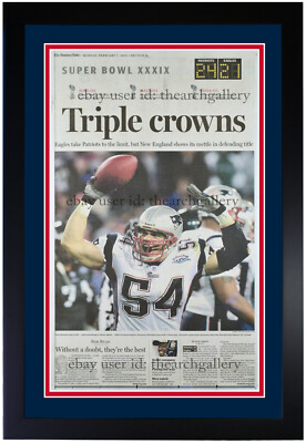 New England Patriots 2004 Super Bowl Champions Original Newspaper Framed! 2/7