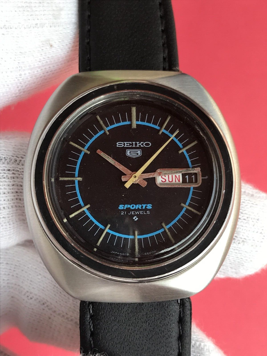 Vintage Seiko 5 Sports Automatic 21 Jewels 6119-8450 Japan Men's