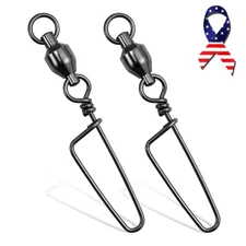 60pcs Ball Bearing Swivel Coastlock Snap 26-500Lb Heavy Duty Fishing Saltwater