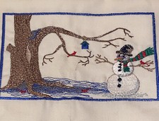 snowman winter scene ivory pillow case