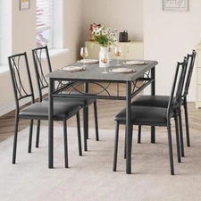 5 Piece Dining Table Set for 4, Kitchen Table with 4 Upholstered Chairs Dinette