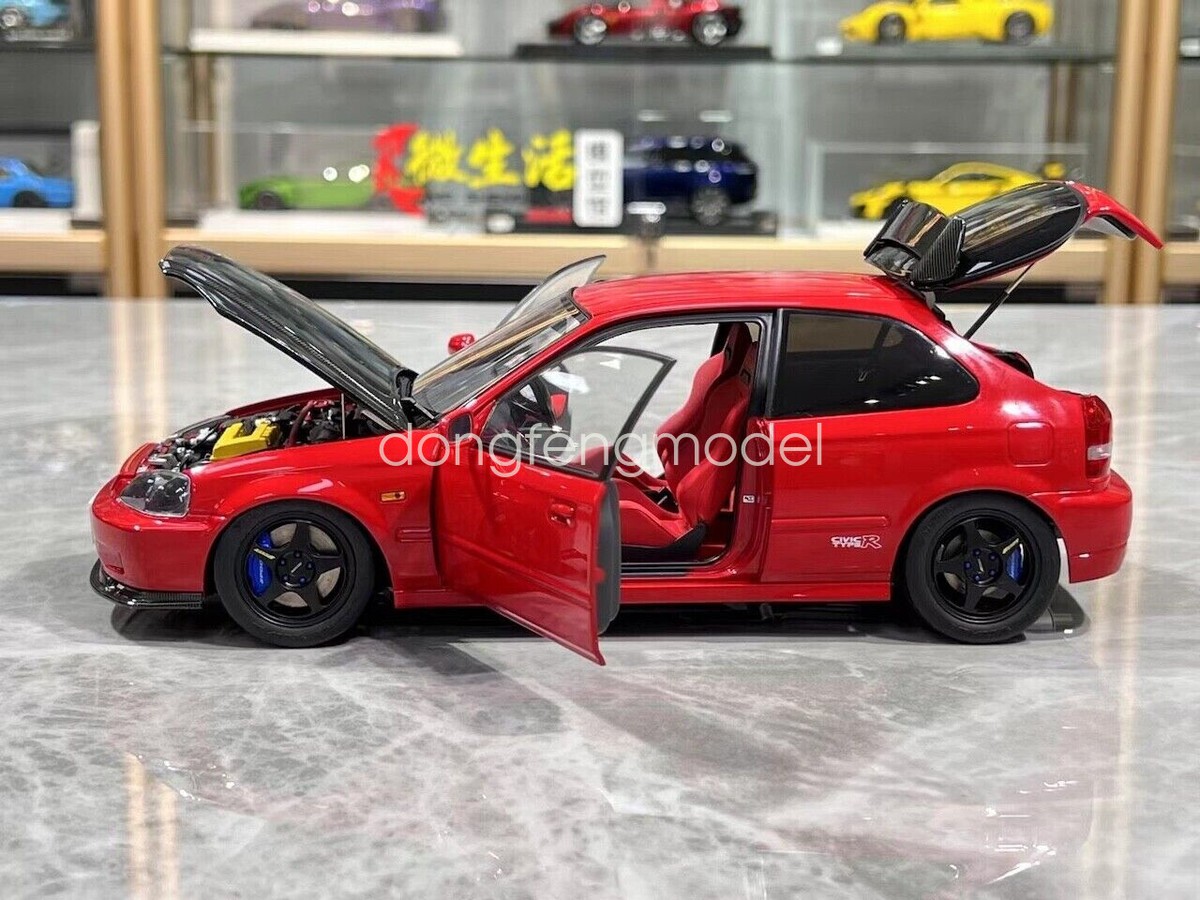 MH 1:18 Red Civic Type R EK9 B16B Vtec Engine Model Diecast Metal