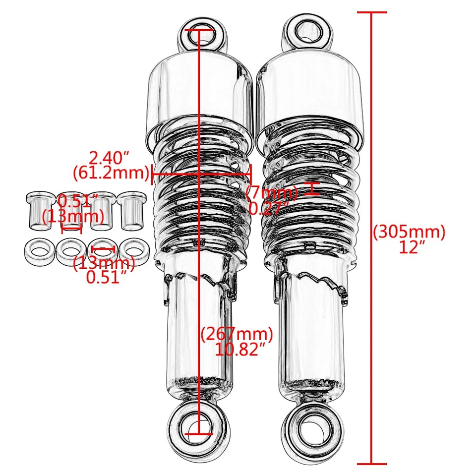 10.5" 267mm Rear Shock Absorbers Suspension Detachable Fit For Harley Sportster - Image 3 of 4