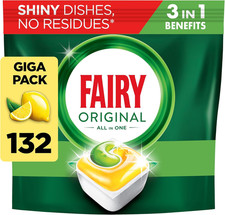 Fairy All-In-1 Dishwasher Tablets Bulk, 132 Tablets, Lemon