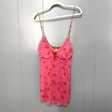 NEW Urban Outfitters Pink Cherry Mesh Summer Bright Side Lace-up Mini Dress M