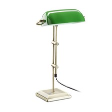 Lampada Ministeriale Verde da Tavolo Vetro Decorativa Retro Effetto Ottone HxLxP