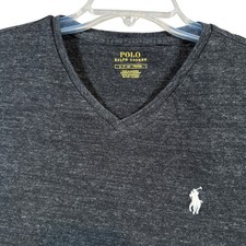 Polo Ralph Lauren V-Neck T-Shirt Men Size Small Gray Heathered Cotton Logo