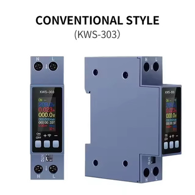 KWS-303 40A Tuya WIFI Smart Switch Circuit Breaker LED Energy Meter Kwh Power Me