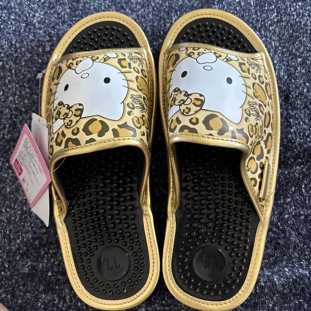 PUMA Sandali Hello Kitty neri oro LL salute stampa leopardata nuovi con scatola grandi