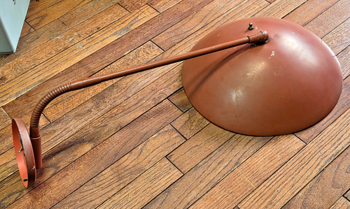 1950s Wall Lamp, brown, shade is aluminum, rest is steel. Very rare MCM piece
