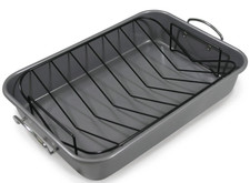 HEAVY DUTY Steel Non-Stick Roasting Tray with Removable Wire Rack 42 x 29 x 7 CM