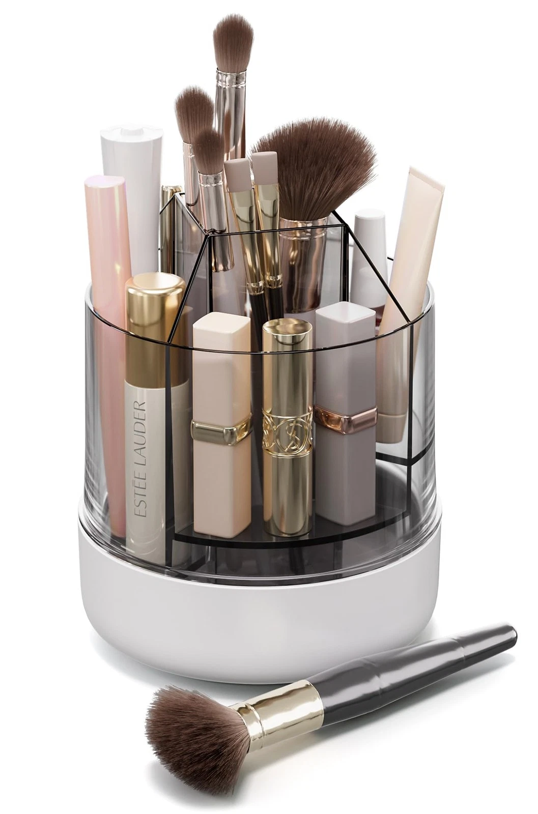 360° Rotating Makeup Organizer, 5 Compartments Makeup Brush Holder, Cosmetic ...