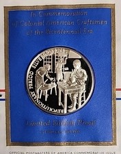 1972 Postmasters Of America Commemorative Silver Medal  Colonial Silversmiths