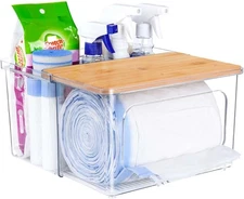 Trash Bag Dispenser & Under Sink Organizer – 2-in-1 Plastic Garbage Bag Holder w