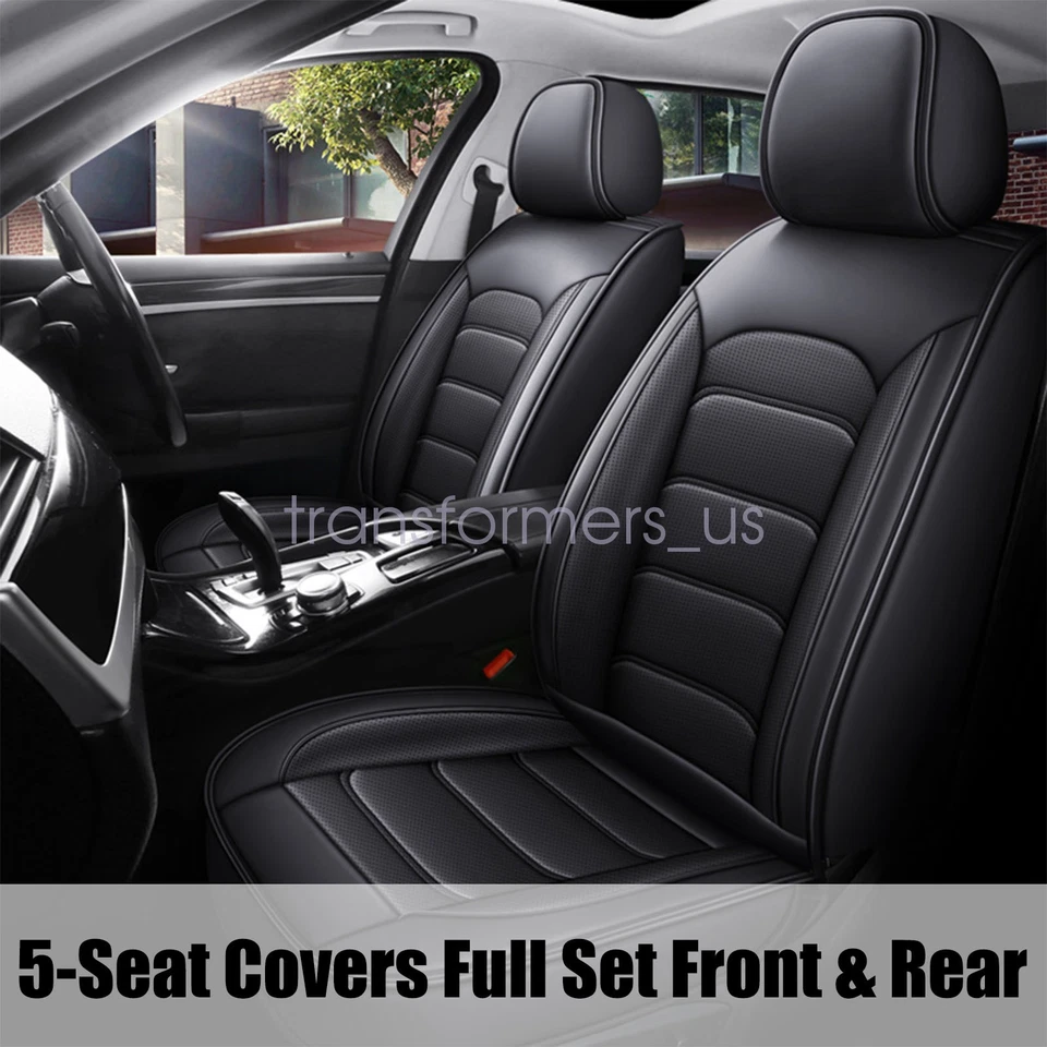 Fits BMW 335i 530i Car Seat Cover 5 Seats Front Rear Seat Protector PU Leather Foto 2 de 4