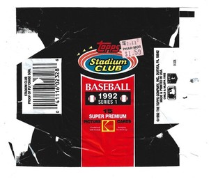1992 Topps Stadium Club Baseball Series 1 - WRAPPER ONLY