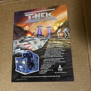nos Original Factory 2sides T-mek Atari arcade Video game flyer