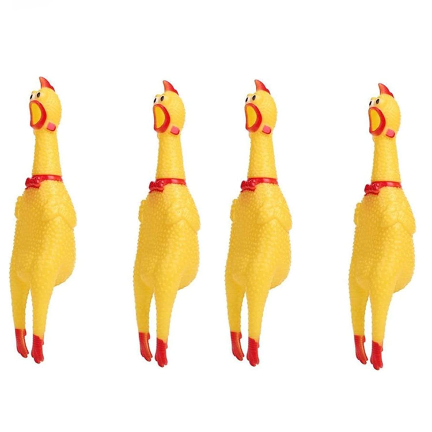 4 Pack Large Screaming Chicken Toy Big Rubber Squawking Chicken 12 inch