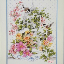 Counted Cross Stitch Kit Birds Bird Cage Flowers Floral Linda Gillum