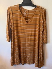 Maurices 24/7 Striped Mustard Tunic Top with ...