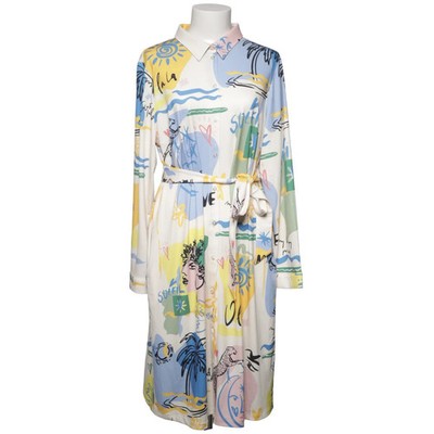 Oui, Blusenkleid, Größe: 44, Weiß/Mehrfarbig, Elasthan/Polyester, Print #E4m
