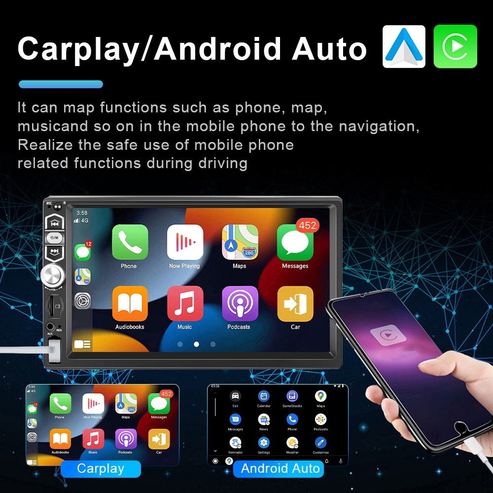 Autoradio 1 Din con Apple Carplay e Android Auto foto 2