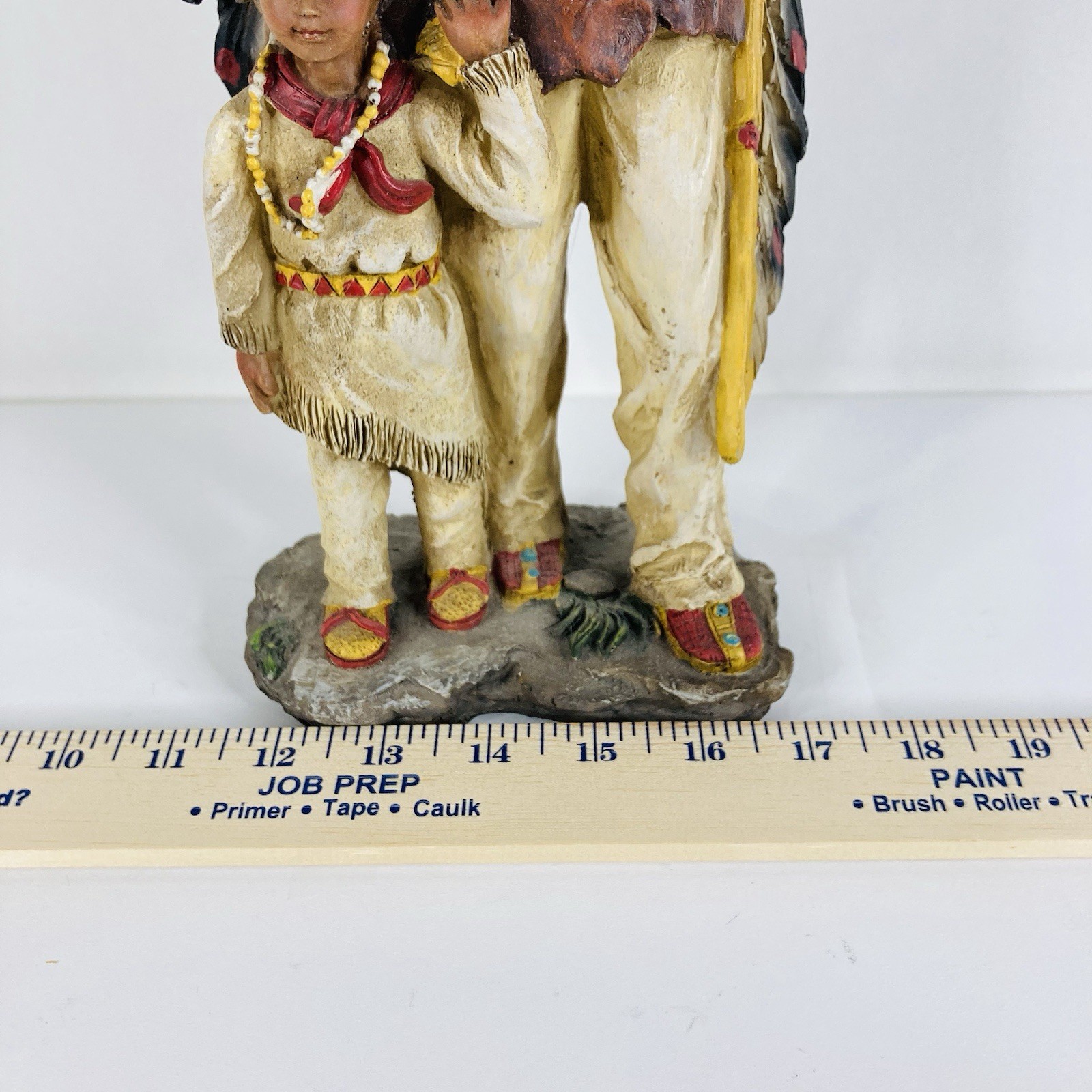 Indian Chief w/ Grandson Passing Knowledge Native American Unknown Origin 15”