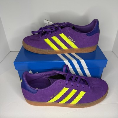 Adidas Gazelle J- Purple/Yellow/Purple - Size 5  US  Model JP7126