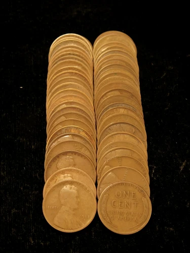 1917-S Lincoln Wheat Cent Roll - 50x Coins