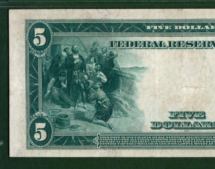 1914💲5  FRN  🌟  STAR NOTE  🌟 🏛️ NEW YORK   Fr-851a*   🏛️  PMG 35 - Image 4 of 4