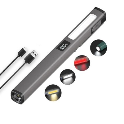 Small Rechargeable Pen Flashlights with COB Work Light, Portable LED Pocket F...