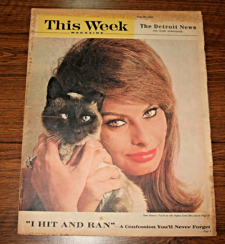 May 29 1960 The Detroit News Newspaper This Week Magazine Sophia Loren Fiat 2100