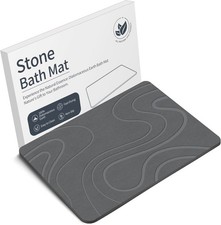 Stone Bath Mat Diatomaceous Earth 1'3" x 1'11" Rectangular , Line2-grey