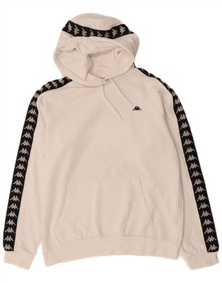 Kappa Mens Graphic Hoodie Jumper Medium White Colourblock Cotton IU15
