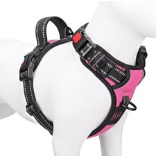 PHOEPET No Pull Dog Harness Medium Reflective Front Clip Vest with Handle - Pink