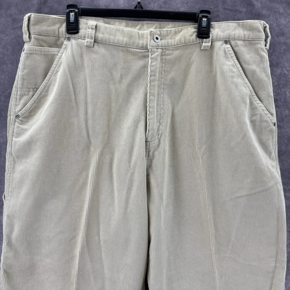 Vintage Nautica Carpenter Pants Mens 38x30 Cream Corduroy Y2K Wide Leg 90s - Image 3 of 4