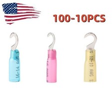 10/100pcs Heat Shrink Electrical Wire Connectors 10-22AWG Hook Crimp Terminal US