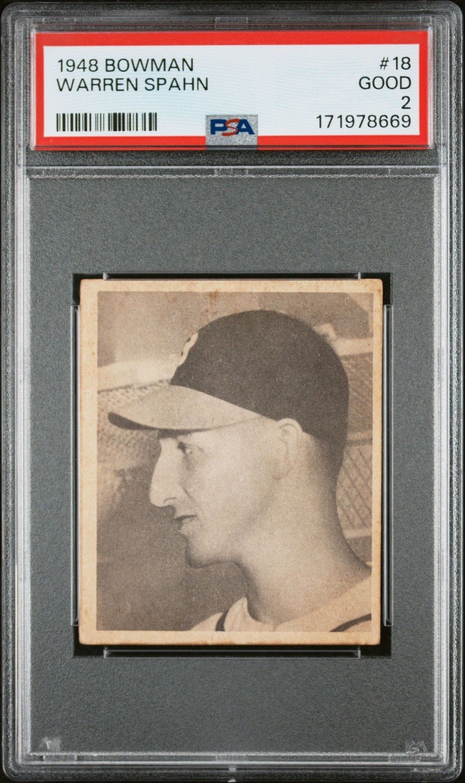 1948 Bowman - Warren Spahn #18 (RC) PSA 2