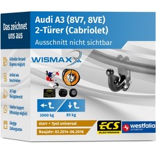 ANHÄNGERKUPPLUNG für Audi A3 Cabrio 14-16 starr WESTFALIA +7pol E-Satz ABE