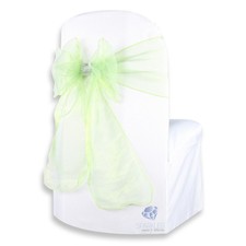 10 pcs Organza Chair Cover Bow Sash 108"x8" - Sage Green - w/ Bow Covers by