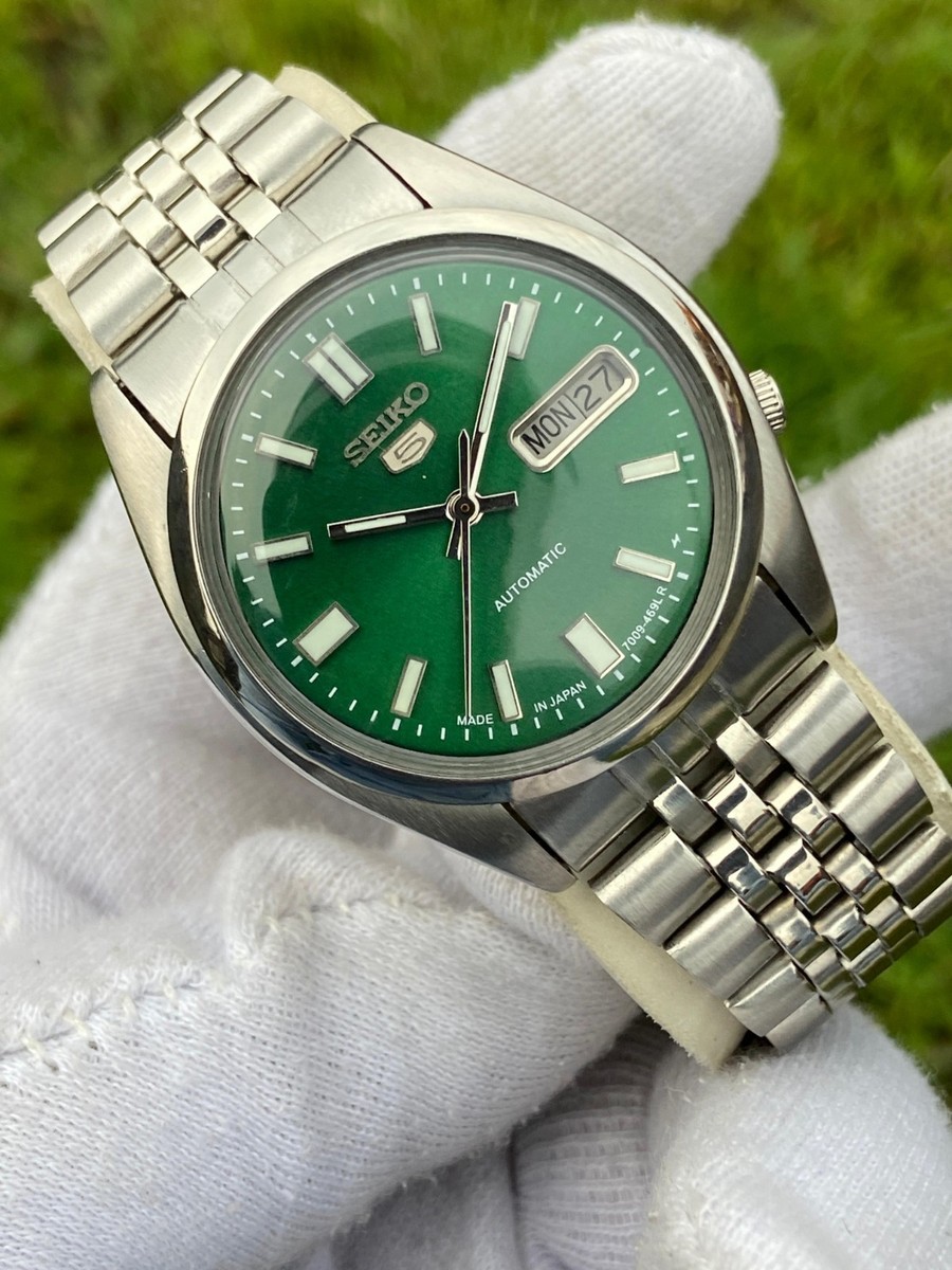 ヴィンテージ　SEIKO　レトロ　ミッドセンチュリー　パタパタ時計　緑 Vintage Seiko 5 Men's Automatic Watch SNXS 7009 Day/Date | eBay