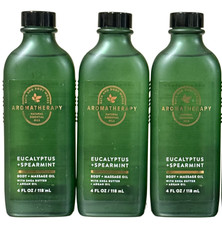  3-PACK Bath  Body Works EUCALYPTUS SPEARMINT Body  Massage Oil 4oz NEW
