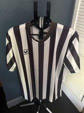 Camiseta de fútbol vintage Uhlsport negra blanca a rayas #23 XL