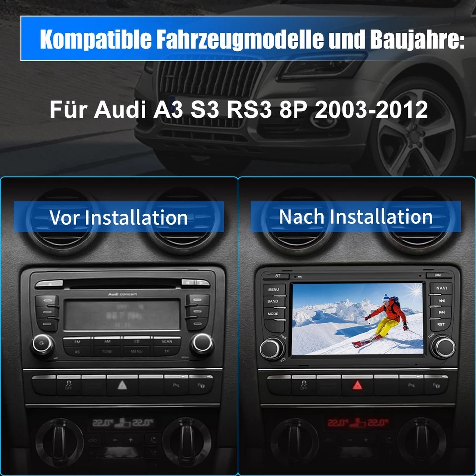 Autoradio Android 14 2+64GB Carplay GPS RDS Navi WiFi Für Audi A3 S3 8P RS3 8P1 - Bild 4 von 4